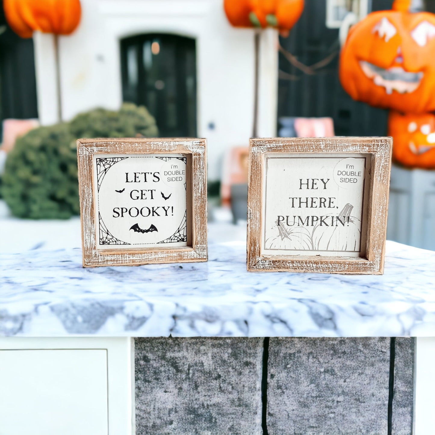 Hello Pumpkin & Let’s Get Spooky Double-Sided Farmhouse Sign
