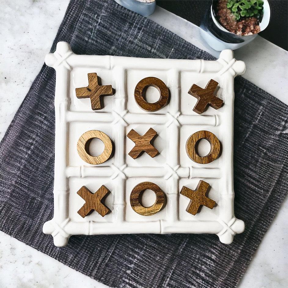 Hampton Faux Bamboo Decorative Tic Tac Toe Game