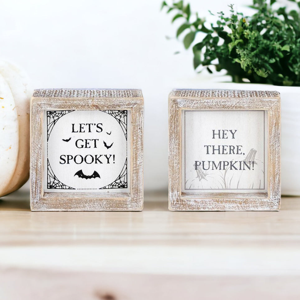Hello Pumpkin & Let’s Get Spooky Double-Sided Farmhouse Sign