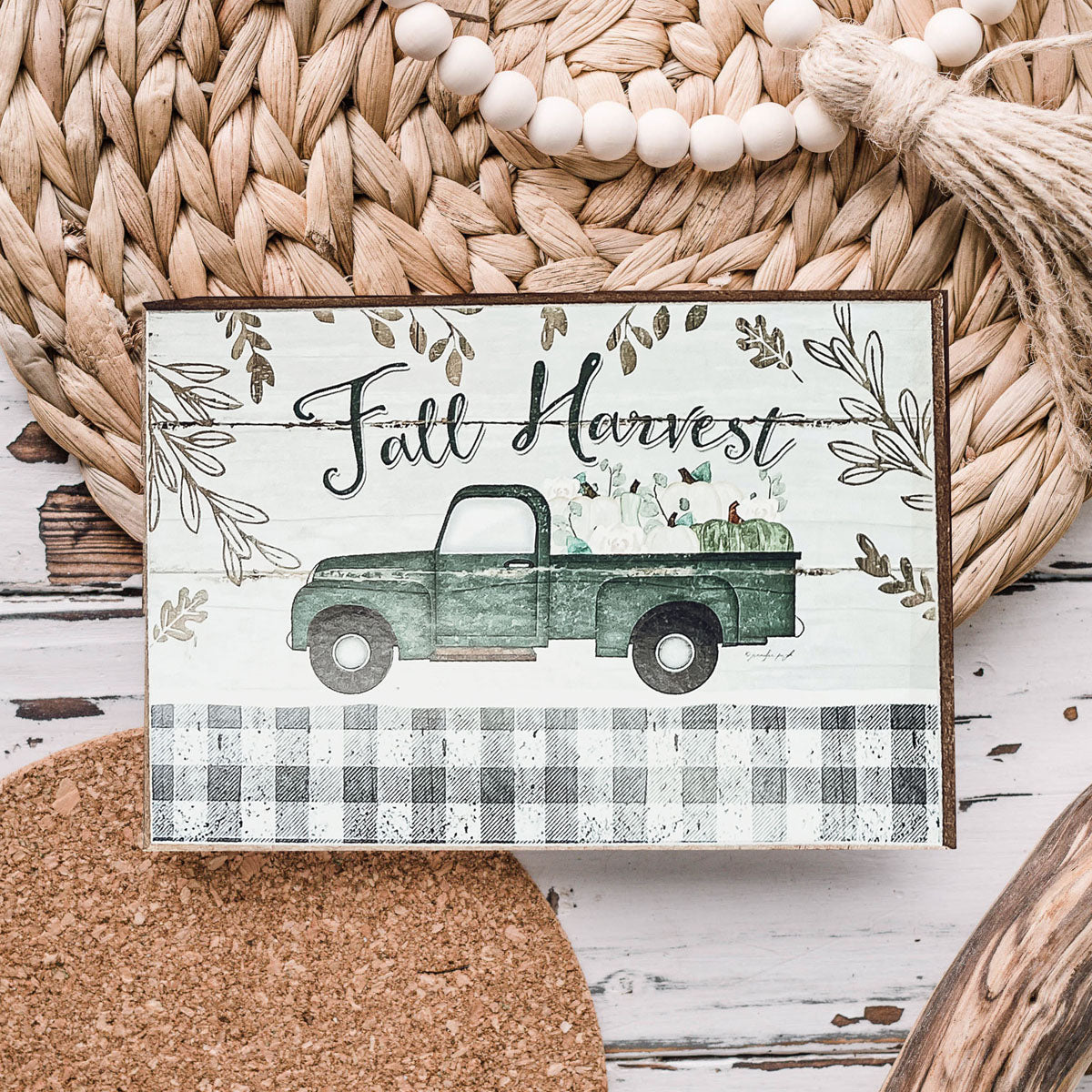 Fall Harvest Farmhouse Tiered Tray Sign