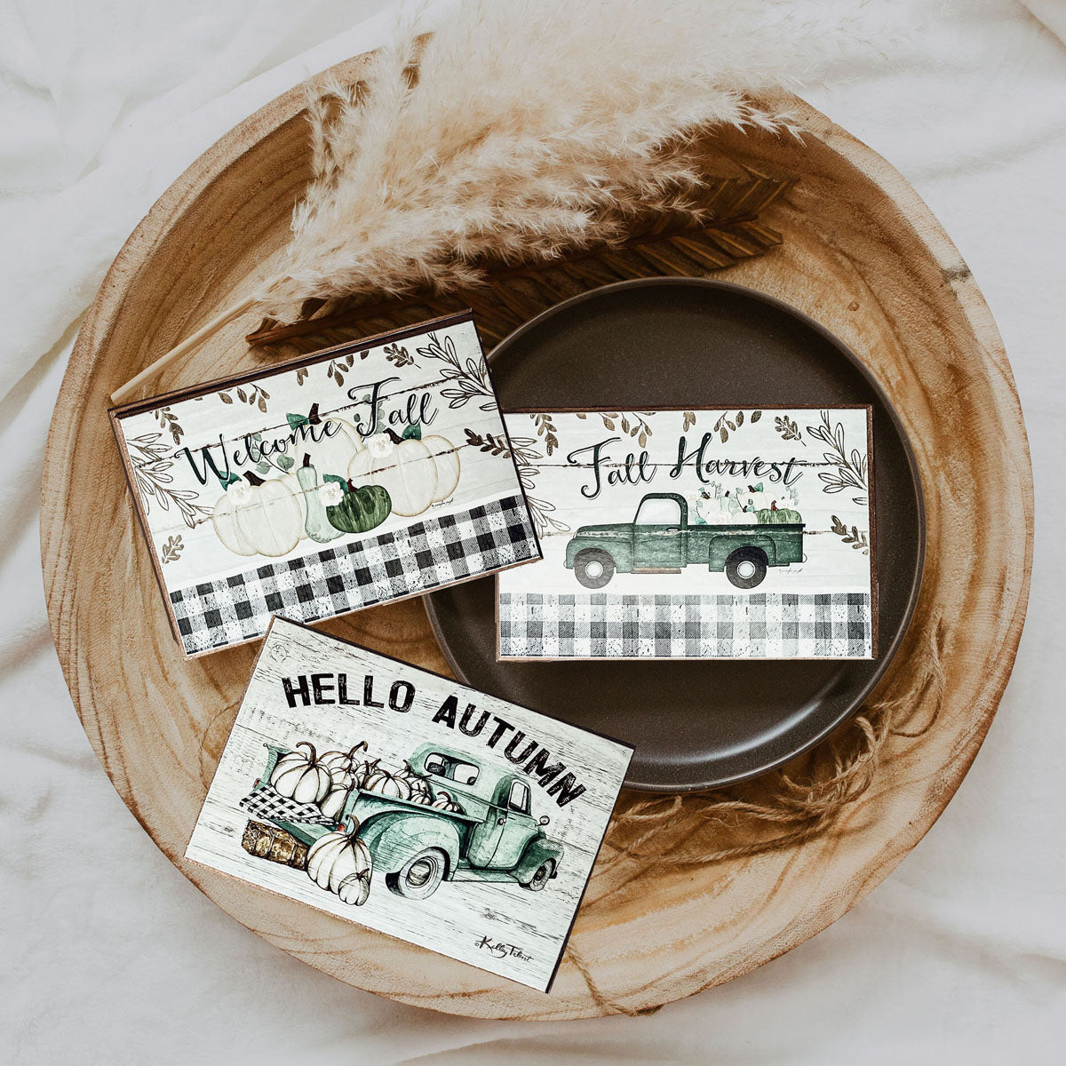 Fall Harvest Farmhouse Tiered Tray Sign