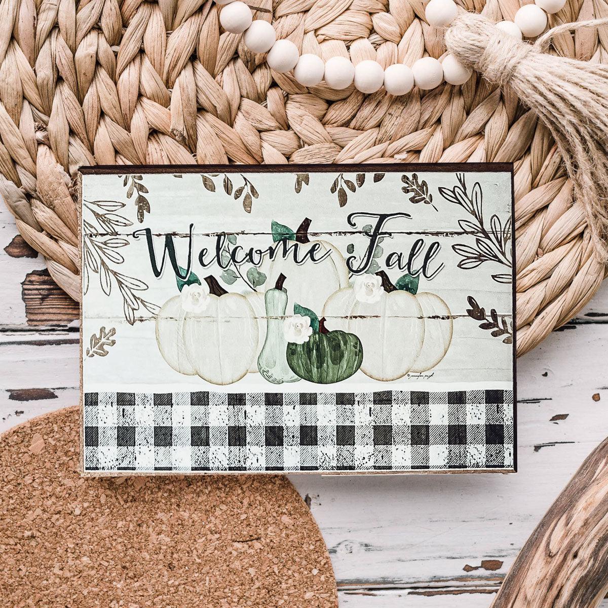 Welcome Fall Farmhouse Tiered Tray Sign